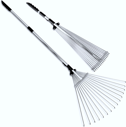 Adjustable Leaf Rake – Telescopic Handle & Expandable Head (8"–23" Width)