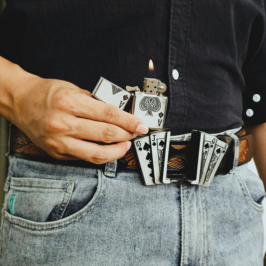 EDC Tactical Belt Set – Utility Buckle, Hidden Lighter & Poker Ring