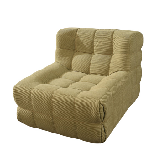 Single-Seater Corduroy Lounge Sofa – Ergonomic, Compressible & No-Assembly Foam Seat